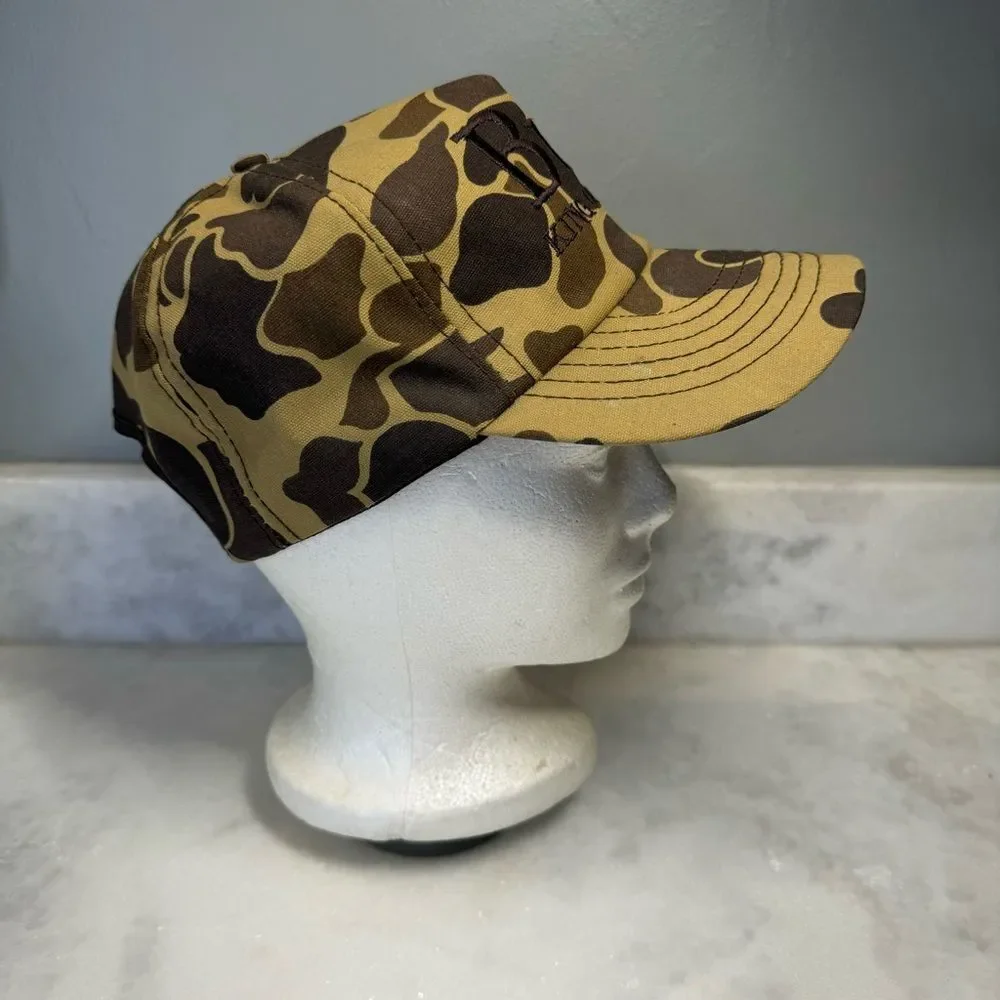 Vintage Bud King Of Beers Hat Cap Mens Snapback Brown Camouflage Made in USA 80s